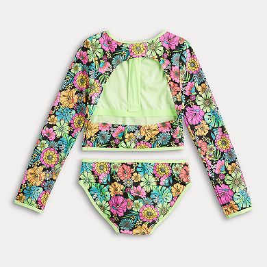 Girls 7-16 Limited Too Long Sleeve Crop Rashguard Two-Piece Swim Set