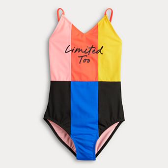 Girls 7-16 Limited Too Rib Color Block One-Piece Swimsuit