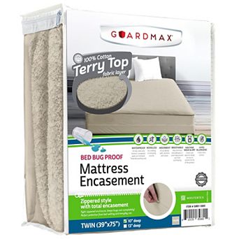 Guardmax Terry Cotton Waterproof Zipepred Mattress Encasment
