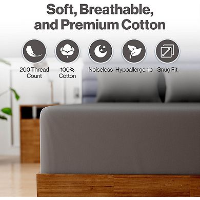 Superity Linen 100% Cotton Breathable Fitted Sheet 44 Inch