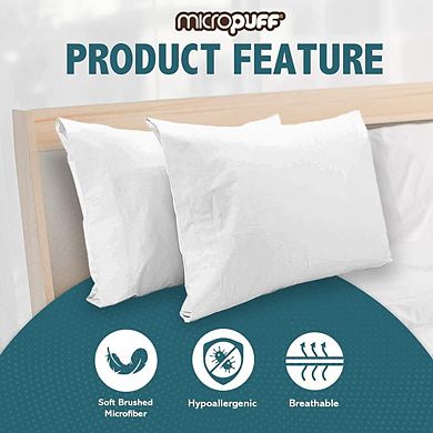 Micropuff Breathable Hypoallergenic Microfiber Pillow Cases (4 Pack)