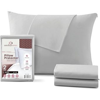 Circles Home 100% Cotton Pillow Protector With Zipper (2 Pack)