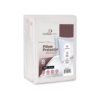 Circles Home 100% Cotton Breathable Pillow Protector With Zipper (8 Pack)