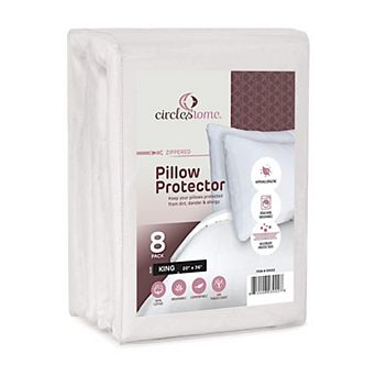 Circles Home 100% Cotton Breathable Pillow Protector With Zipper (8 Pack)