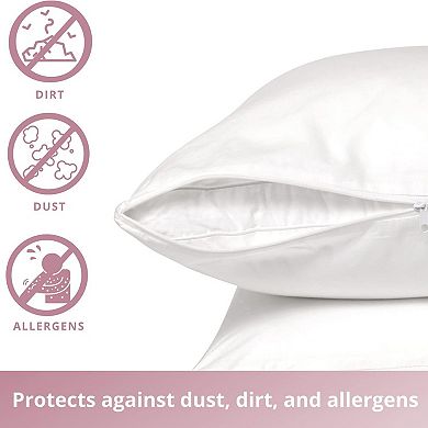 Circles Home 100% Cotton Breathable Pillow Protector With Zipper (8 Pack)