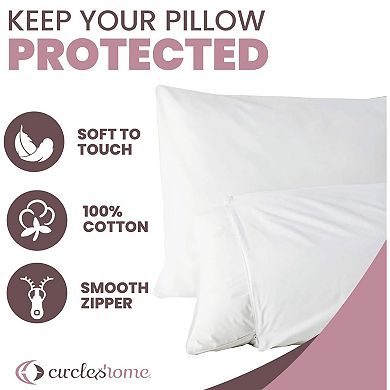 Circles Home 100% Cotton Breathable Pillow Protector With Zipper (8 Pack)