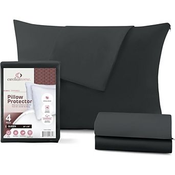 Circles Home 100% Cotton Pillow Protector With Zipper (4 Pack)