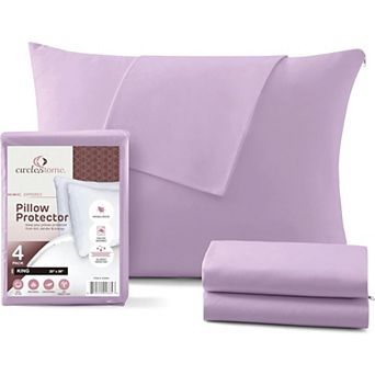 Circles Home 100% Cotton Pillow Protector With Zipper (4 Pack)