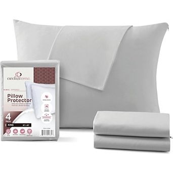 Circles Home 100% Cotton Pillow Protector With Zipper (4 Pack)