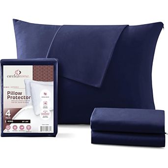 Circles Home 100% Cotton Pillow Protector With Zipper (4 Pack)