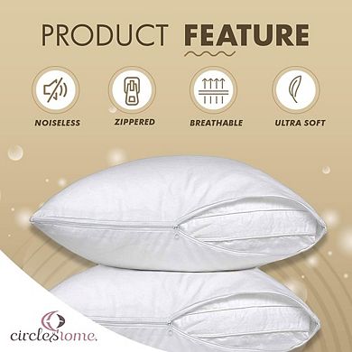 Circles Home 100% Cotton Breathable Standard Pillow Protector (2 Pack)