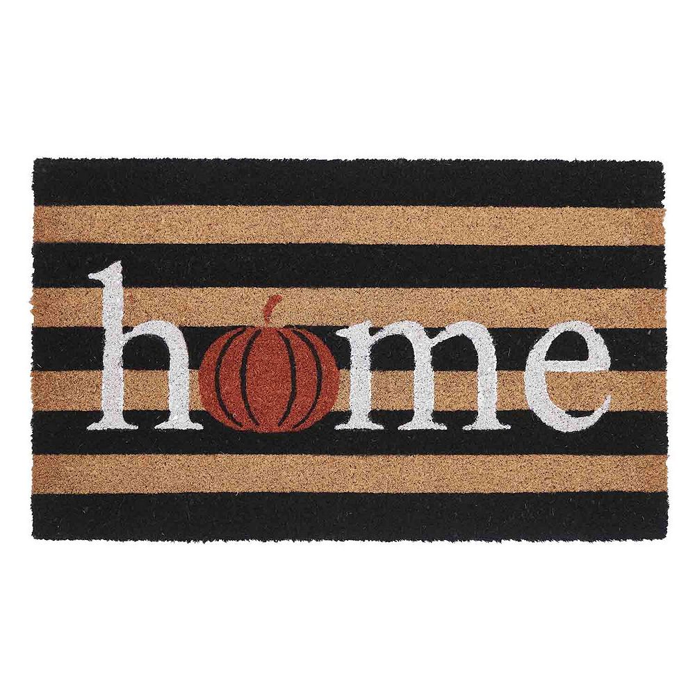 VCNY Home Pumpkin Stripe Halloween Coir Outdoor Doormat