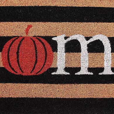 VCNY Home Pumpkin Stripe Halloween Coir Outdoor Doormat