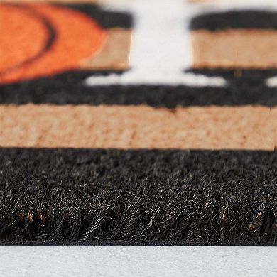 VCNY Home Pumpkin Stripe Halloween Coir Outdoor Doormat
