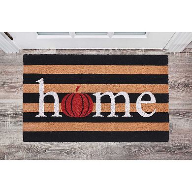 VCNY Home Pumpkin Stripe Halloween Coir Outdoor Doormat
