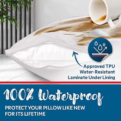 Guardmax Waterproof Pillow Protector With Zipper (2 Pack)
