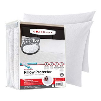 Guardmax Terry Cotton Waterproof Pillow Protector With Zipper (4 Pack)