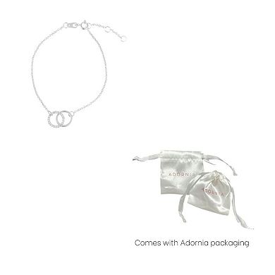 Adornia Silver Plated Adjustable Pave Cubic Zirconia Rings Bracelet