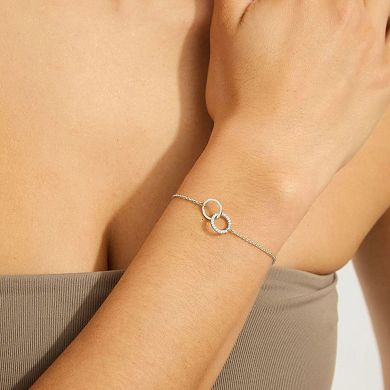 Adornia Silver Plated Adjustable Pave Cubic Zirconia Rings Bracelet