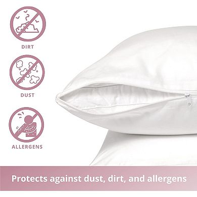 Circles Home 100% Cotton Breathable Pillow Protector With Zipper (6 pack)