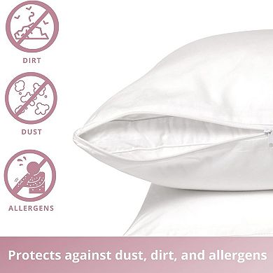 Circles Home 100% Cotton Breathable Pillow Protector With Zipper (12 Pack)