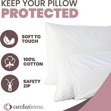 Circles Home 100% Cotton Breathable Pillow Protector With Zipper (12 Pack)