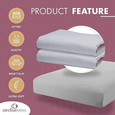 Circles Home Cotton Sateen Fitted Sheets 48 Inch (48x75)