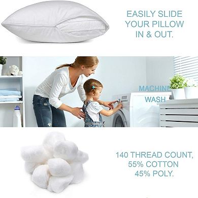 The Grand Poly-cotton Zippered Pillow Protector 4 Pack