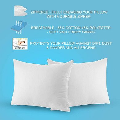 The Grand Poly-cotton Zippered Pillow Protector 4 Pack
