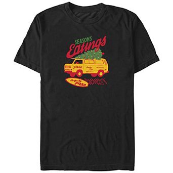 Men's Stranger Things Surfer Boy Pizza Season's Greetings Graphic Tee
