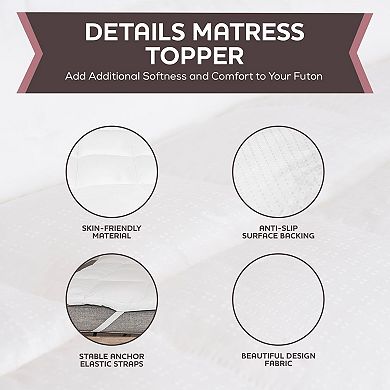 Circles Home Futton Mattress Topper With Plush Down Alternative Fill - 100% Cotton