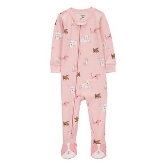 Baby Girl Carter's One-Piece Cotton Puppy Footie Pajamas