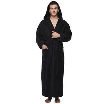 Men's Hooded Ankle Length Long Cotton Bathrobe