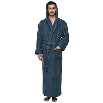 Men's Hooded Ankle Length Long Cotton Bathrobe