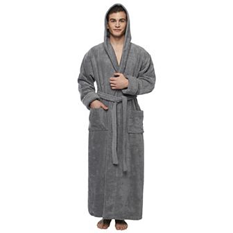 Men's Hooded Ankle Length Long Cotton Bathrobe