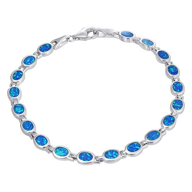 Sterling Silver Blue Opal Clasp Bracelet
