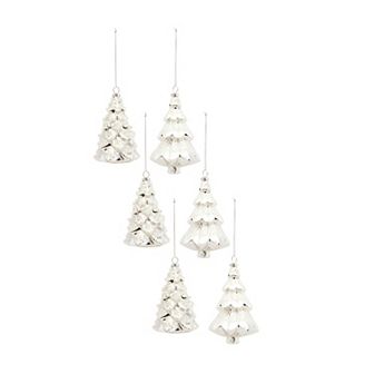 Melrose 6 pc White Pine Tree Christmas Ornament Set