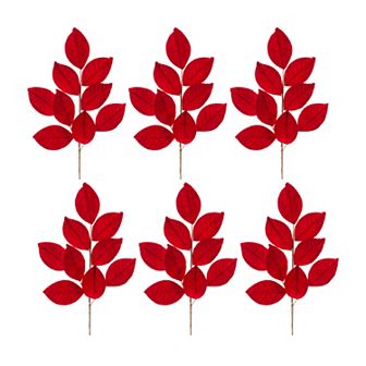 Melrose 6 pc Red Magnolia Leaf Spray Set