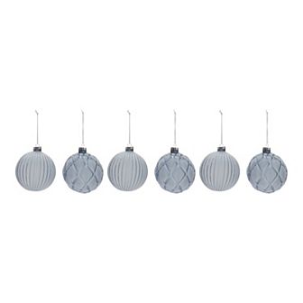 Melrose 6 pc Blue Frosted Glass Ball Christmas Ornament Set