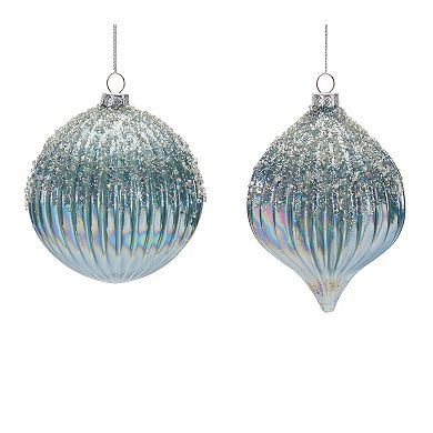 Melrose 6-pc. Blue Beaded Glass Christmas Ornament Set