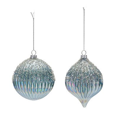 Melrose 6-pc. Blue Beaded Glass Christmas Ornament Set