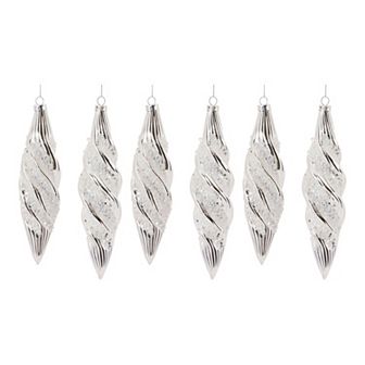 Melrose 6 pc Glass Swirl Christmas Ornament Set