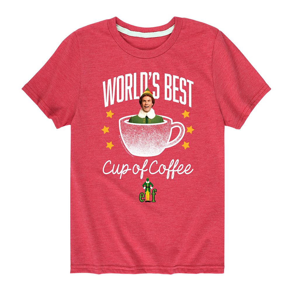 Boys 8 20 elf worlds best cup of coffee graphic tee