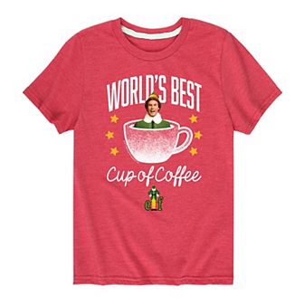 Boys 8-20 Elf Worlds Best Cup Of Coffee Graphic Tee