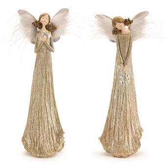 Melrose 2 pc Feathered Angel Figurine Table Decor Set