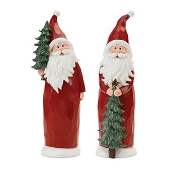 Melrose 2 pc Santa with Glittered Pine Table Decor Set
