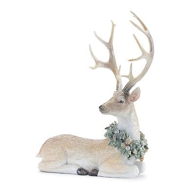 Melrose 2-pc. Glittered Deer with Wreath Table Decor Set