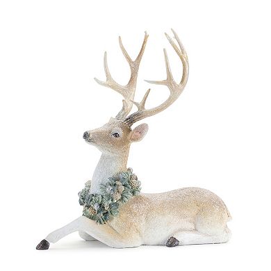 Melrose 2-pc. Glittered Deer with Wreath Table Decor Set