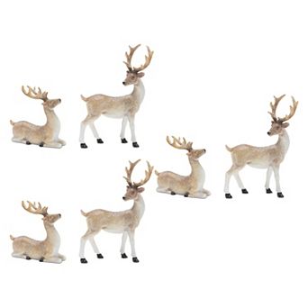 Melrose 6 pc Glittered Holiday Deer Figurine Table Decor Set