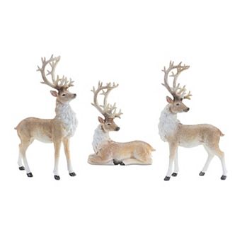 Melrose 3 pc Glittered Holiday Deer Figurine Table Decor Set